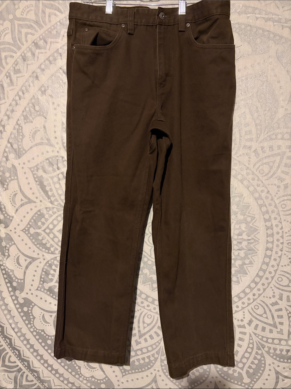 Duluth Trading Co. Men's Brown Heavy Duty Canvas Work Pants - Straight Leg